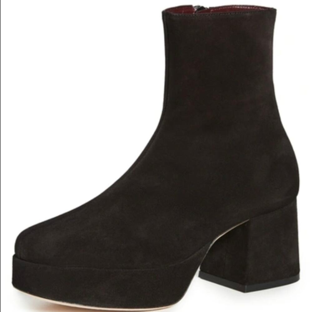 L Staud Ziggy Platform Boots In Black Size 37 US 7 Chunky Ankle Booties Designer